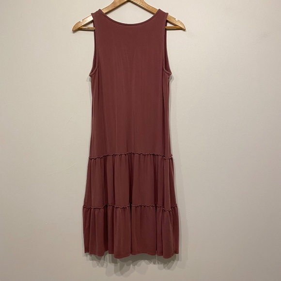 Garnet Hill Pink Stretchy Tiered Tencel Midi Dress - Picture 4 of 5